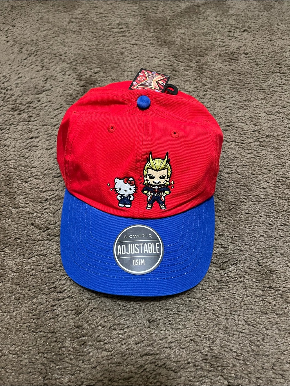 Bioworld Hello Kitty x My Hero Academia All Might Adjustable Hat Cap Red Blue